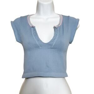 Urban Outfitters Seamless V Neck Baby Blue Crop Top